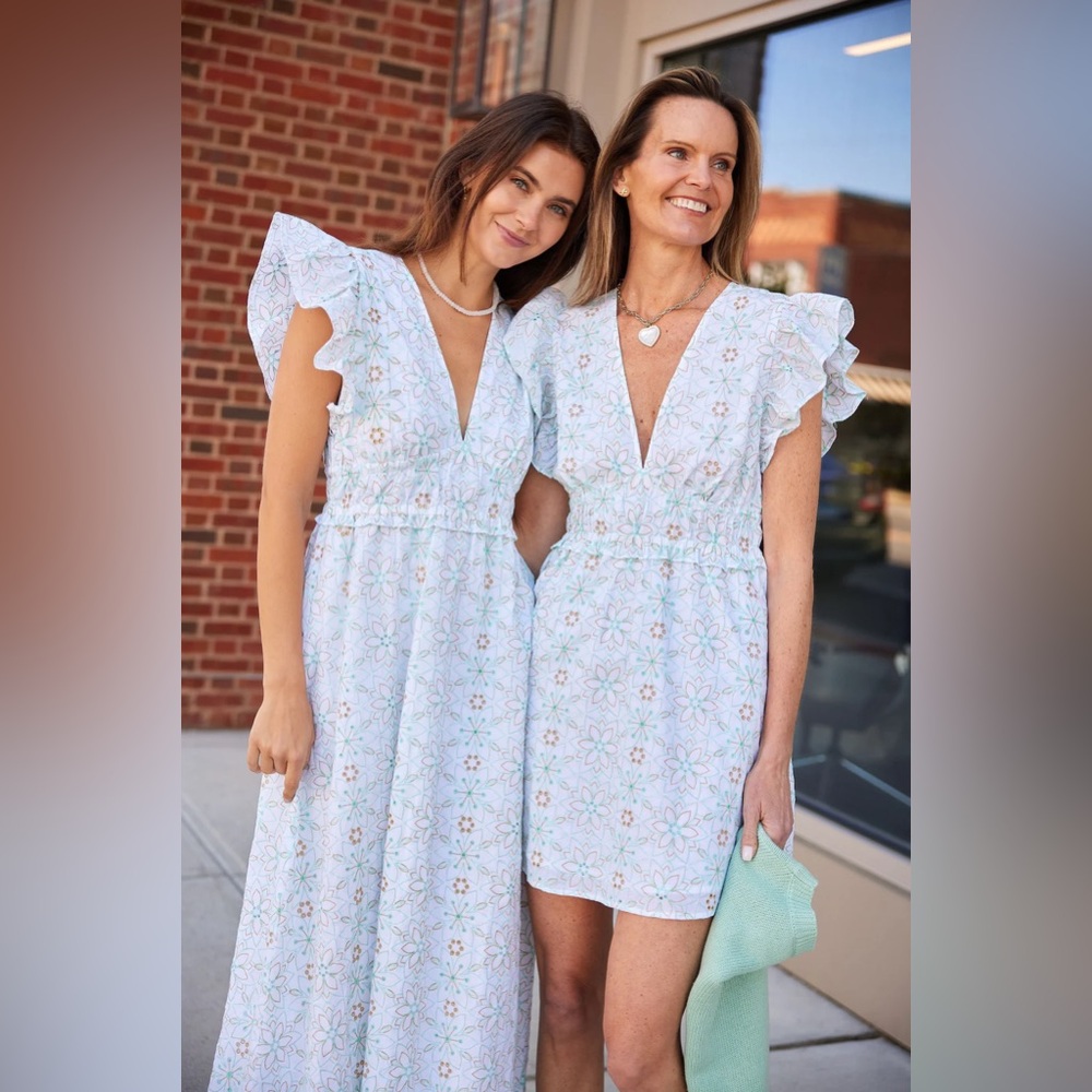 Sail to Sable Light Blue Floral Maxi Dress with Ruffle Shoulders - Picture 5 of 9
